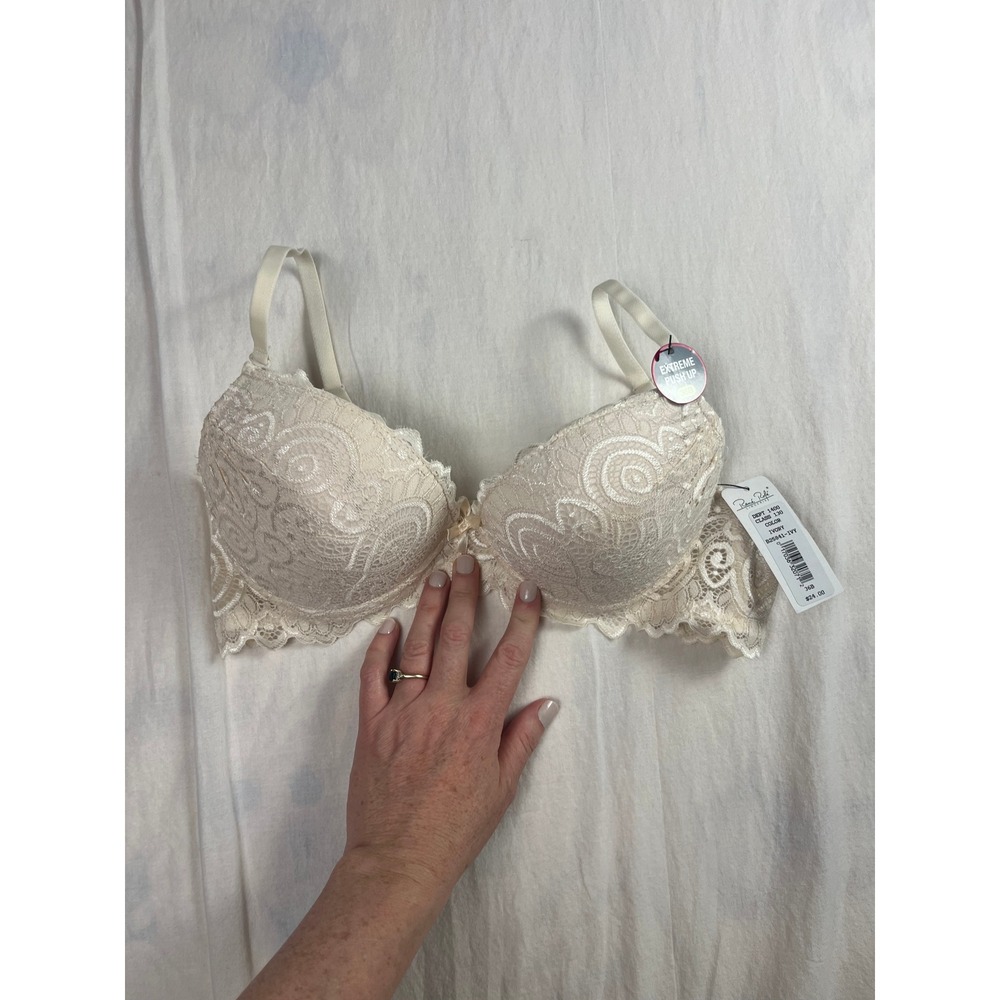 Rene Rofe Extreme Push Up Bra 36B Ivory Lace Underwire Padded B25841-IVY NEW